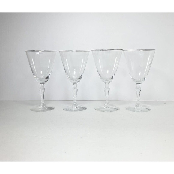 Fostoria PRISCILLA Clear Stem 6092, Set of 4 Wine Goblets, 7” - Picture 1 of 4